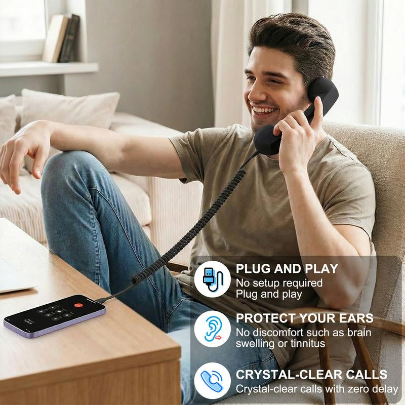 Revamp Your Communication with the Fun and Stylish Retro Handset – Perfect Gift for All Ages with Easy Type-C Connectivity and Crystal Clear Calls!
