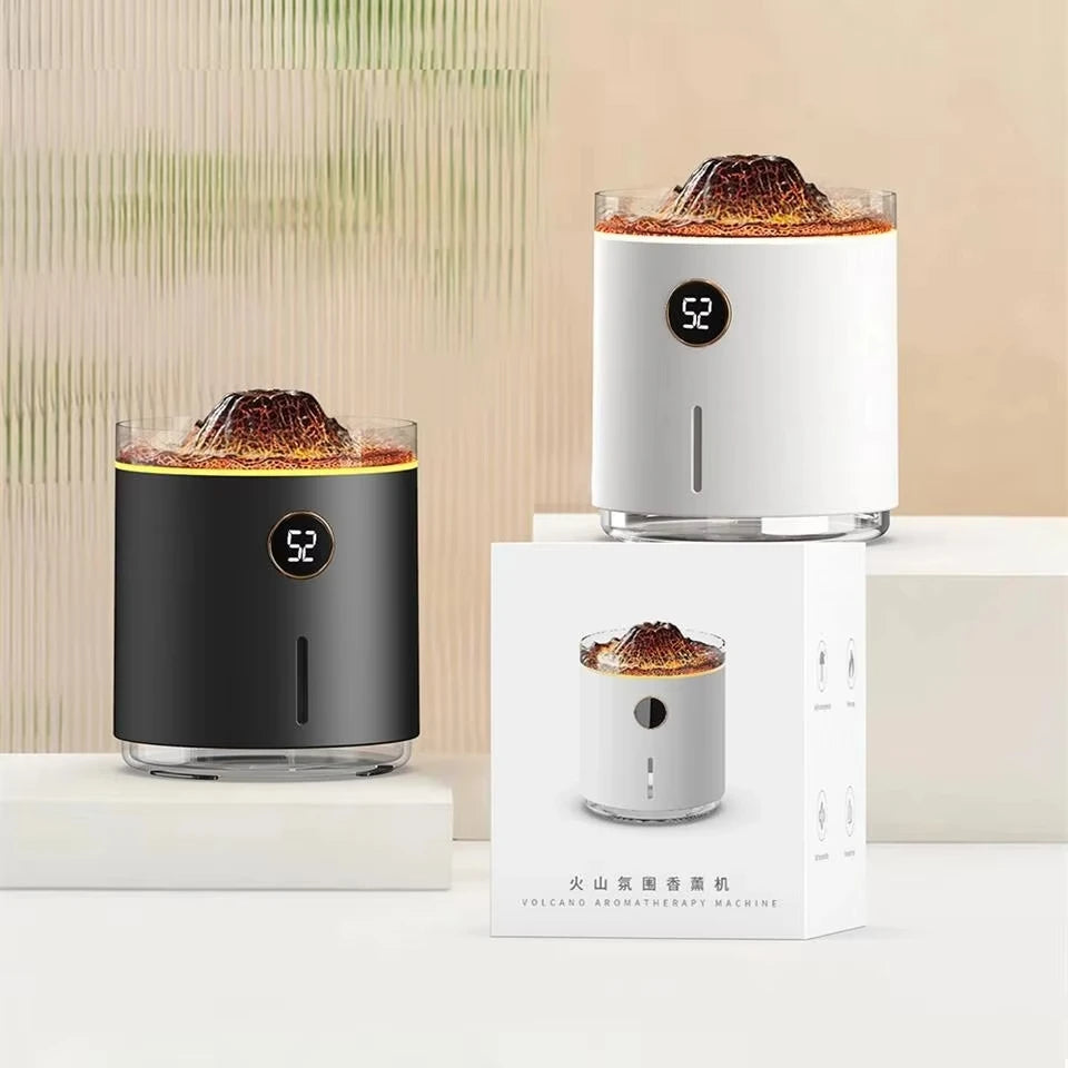 Transform Your Space with the 350ml Ultrasonic Aroma Essential Oil Diffuser and Portable Air Humidifier Featuring USB Charging and Captivating Volcano Flame Lamp