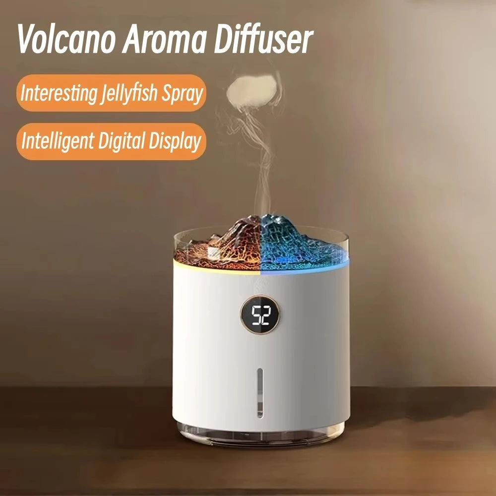 Transform Your Space with the 350ml Ultrasonic Aroma Essential Oil Diffuser and Portable Air Humidifier Featuring USB Charging and Captivating Volcano Flame Lamp