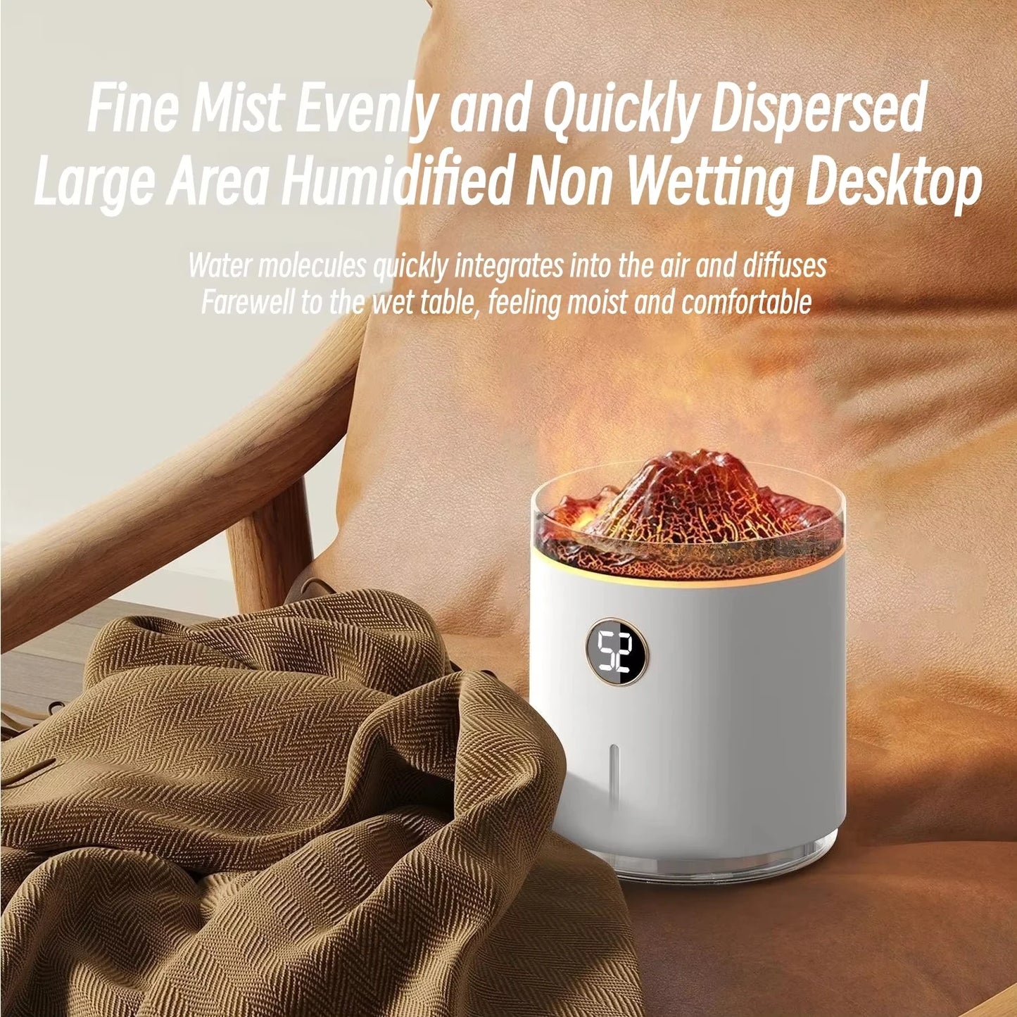 Transform Your Space with the 350ml Ultrasonic Aroma Essential Oil Diffuser and Portable Air Humidifier Featuring USB Charging and Captivating Volcano Flame Lamp