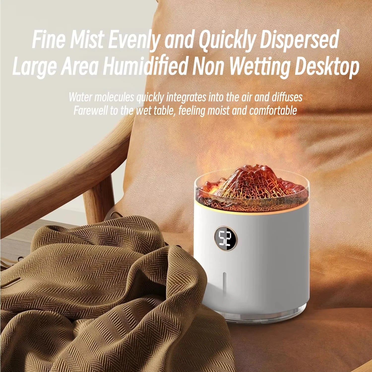 Transform Your Space with the 350ml Ultrasonic Aroma Essential Oil Diffuser and Portable Air Humidifier Featuring USB Charging and Captivating Volcano Flame Lamp