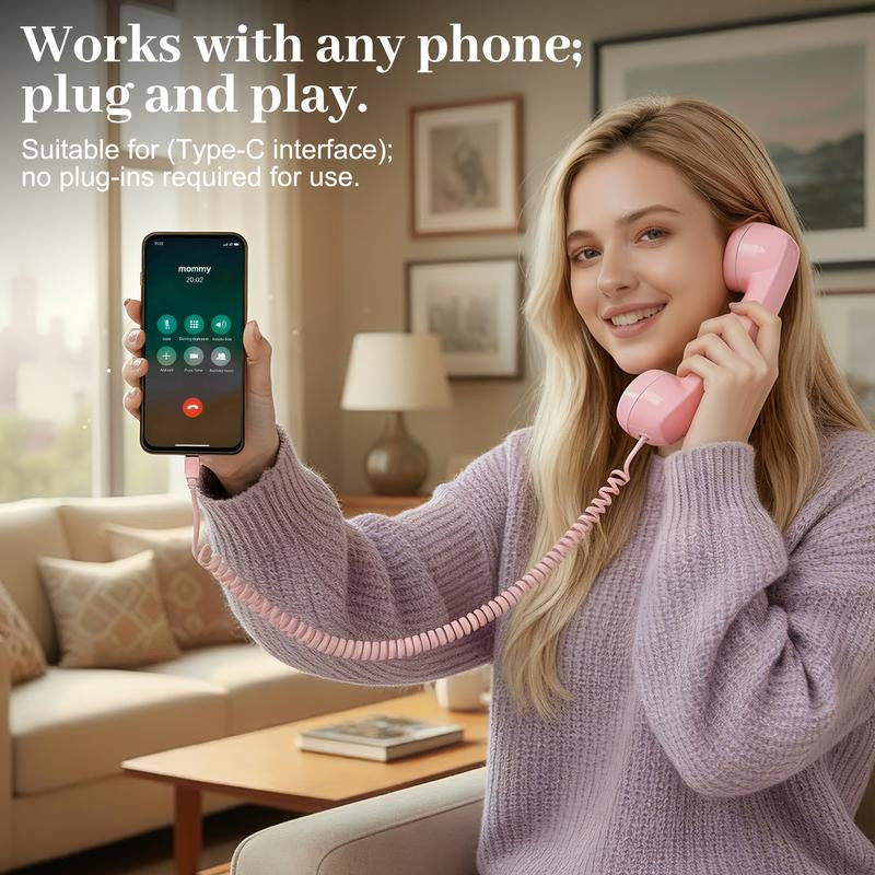 Revamp Your Communication with the Fun and Stylish Retro Handset – Perfect Gift for All Ages with Easy Type-C Connectivity and Crystal Clear Calls!