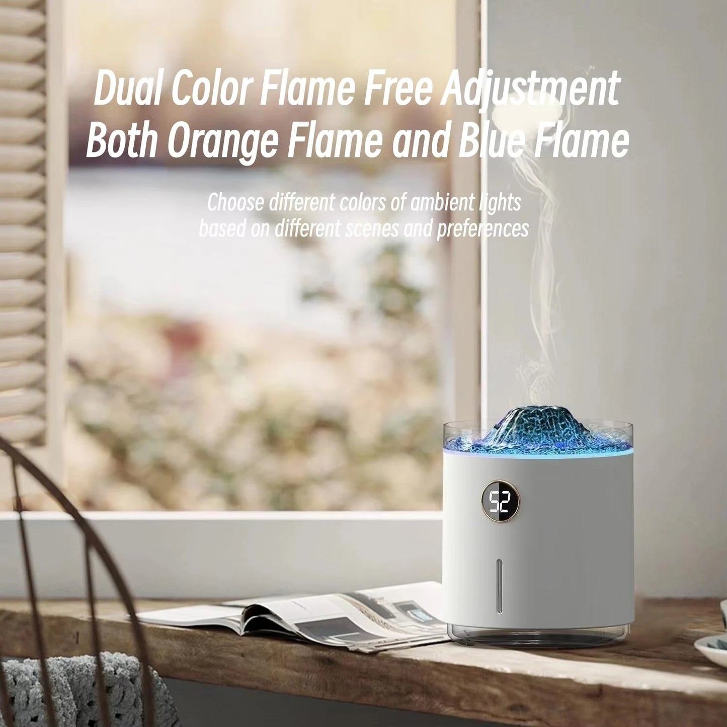Transform Your Space with the 350ml Ultrasonic Aroma Essential Oil Diffuser and Portable Air Humidifier Featuring USB Charging and Captivating Volcano Flame Lamp